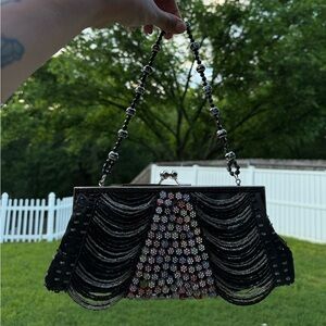 Y2k Elegant Black Beaded Women's Bag